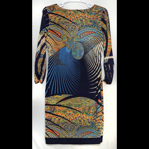 Unreal MT COLLECTION Sz XXL Multi Print Paisley & Concentric Stretch L/S Dress - Picture 5 of 5